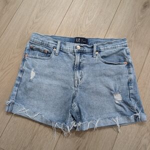 GAP Women's Light Distressed Denim Shorts | 5" Short Mid Rise